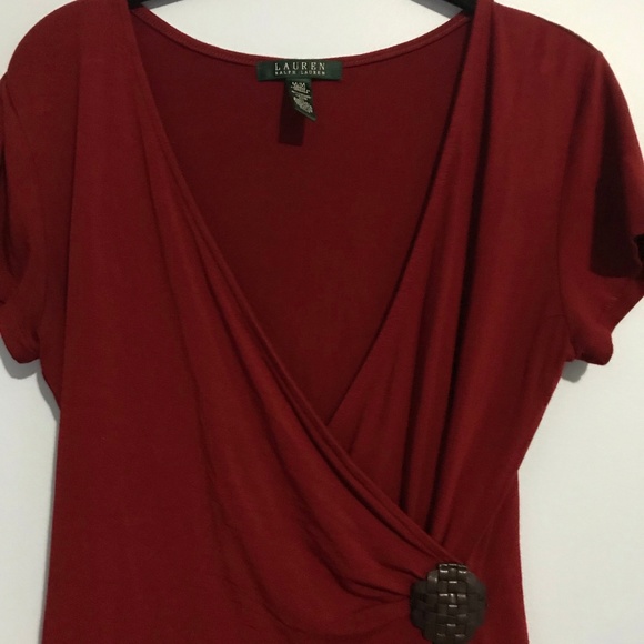 Ralph Lauren Red Wrap Blouse - Picture 2 of 5